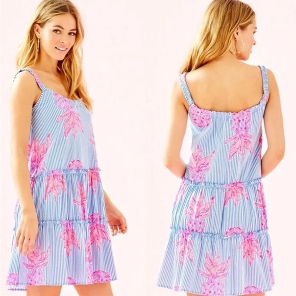 MORRIE RUFFLE SLEEVE EYELET DRESS, BLUE GROTTO FLUTTER EYELET